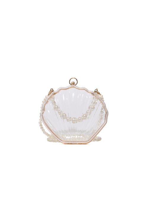 Borsa conchiglia trasparente con tracolla in perle NO SECRETS | 261NB001CRYSTAL